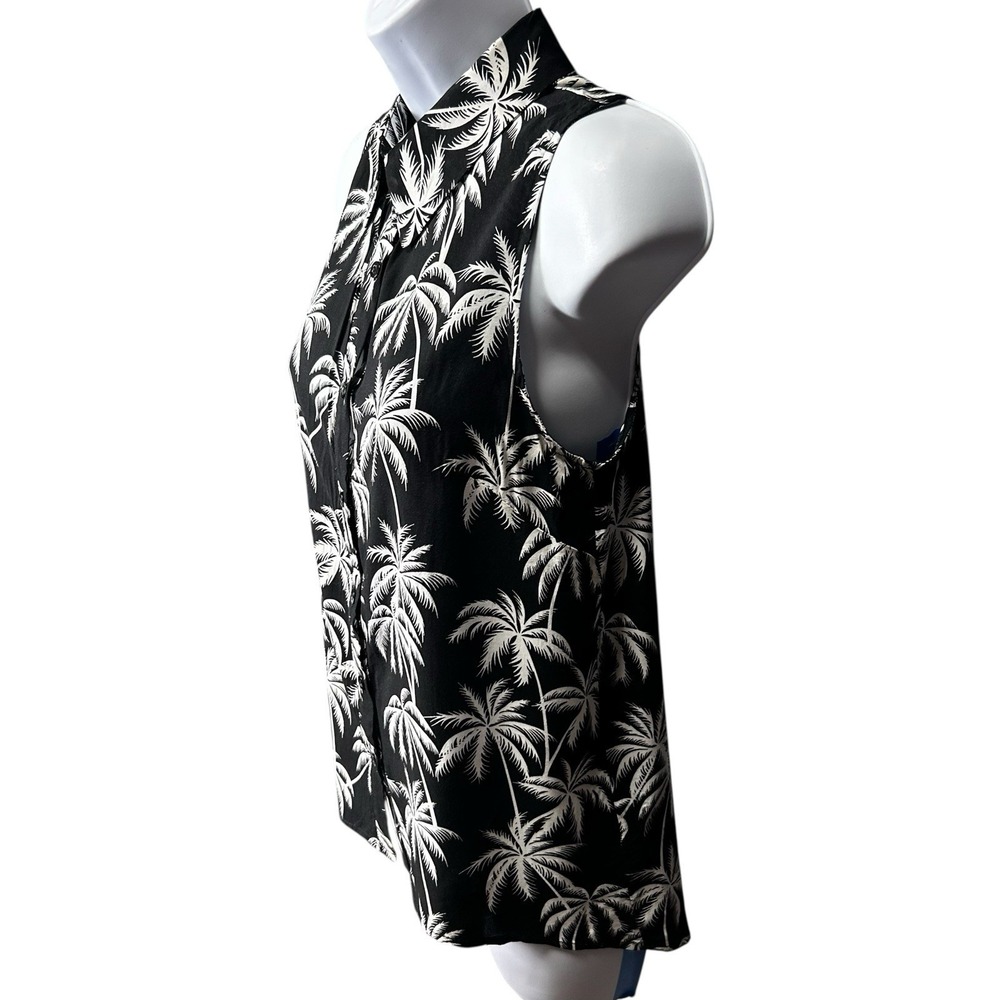 City Boutique Women's Size Medium Sleeveless Button Up Tropical Print Top - Picture 3 of 8